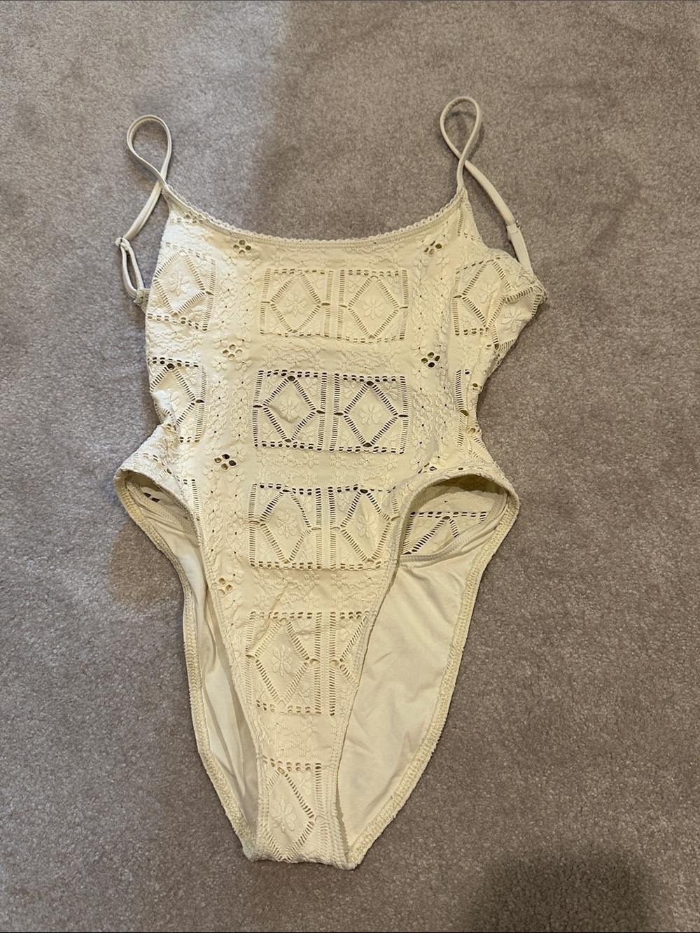 Frankie's Bikinis Crochet One-Piece Swimsuit - Cream